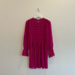 Ted Baker London "Arrebel" Lace Trim Dress - Magenta/Fuchsia - Size 1 (US 4)